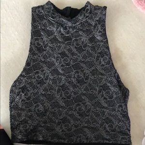 Nightcap metallic lace crop top (half of set)